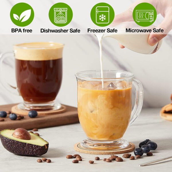 15 oz Clear Glass Coffee Mugs, Set of 4 - Image 2