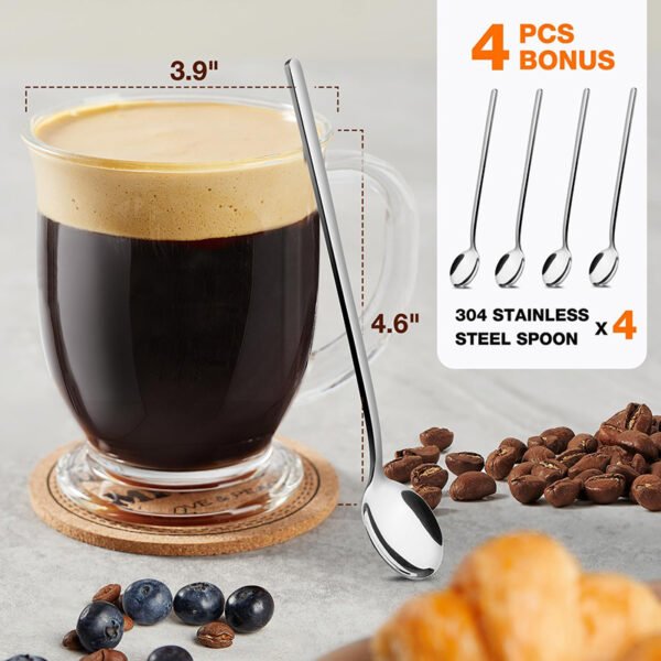 15 oz Clear Glass Coffee Mugs, Set of 4 - Image 4